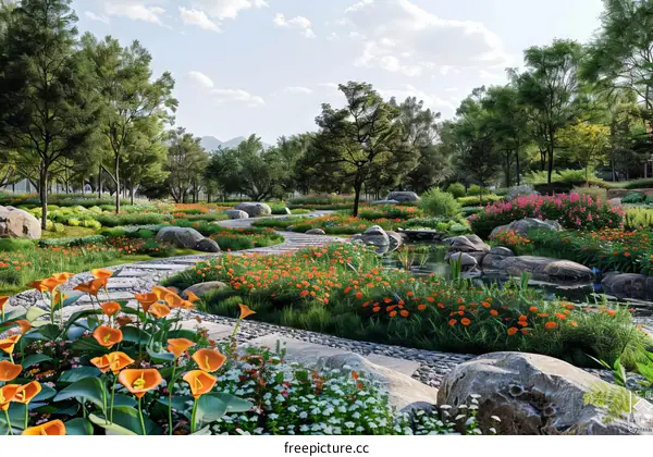 Vibrant Tulip Field in Springtime