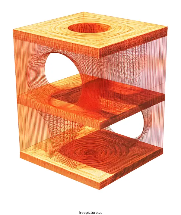 Abstract Wooden Structure With Curved Lines And Holes