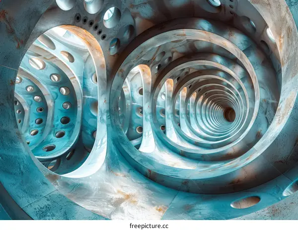 Blue and white abstract futuristic architecture