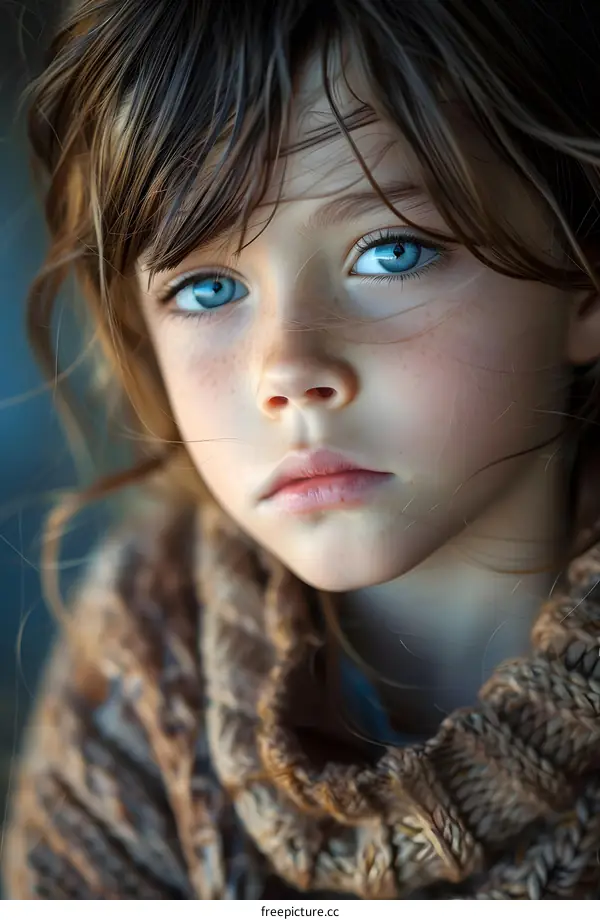 Portrait of a beautiful child with blue eyes