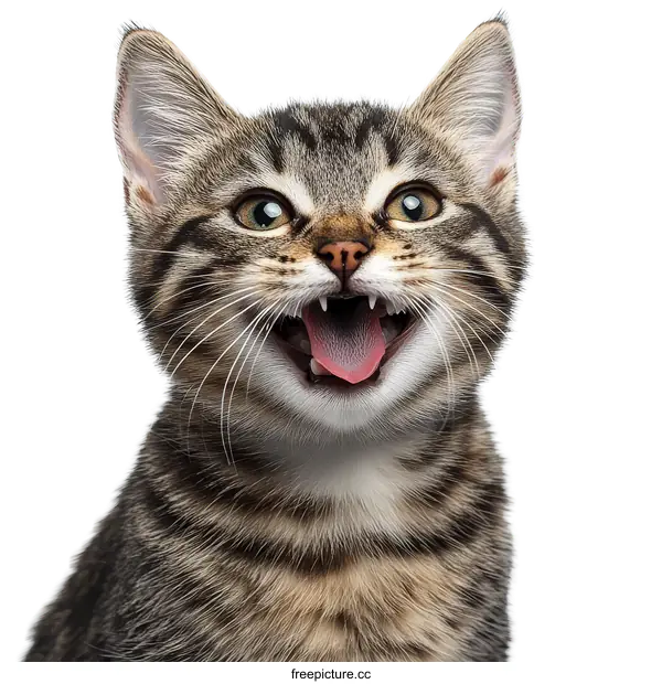 [Transparent Background PNG]Close Up of a Playful Kitten with Open Mouth