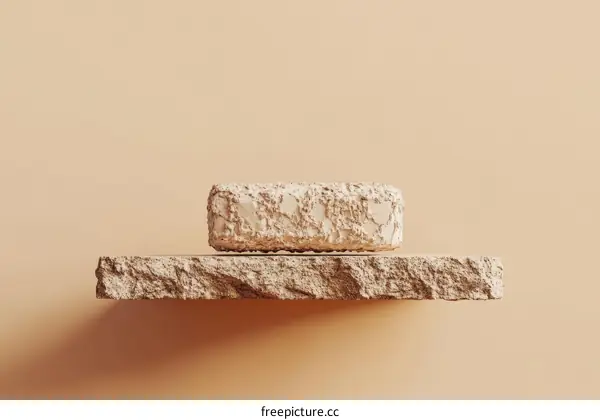 Beige Abstract Stone Display Shelf Product Mockup