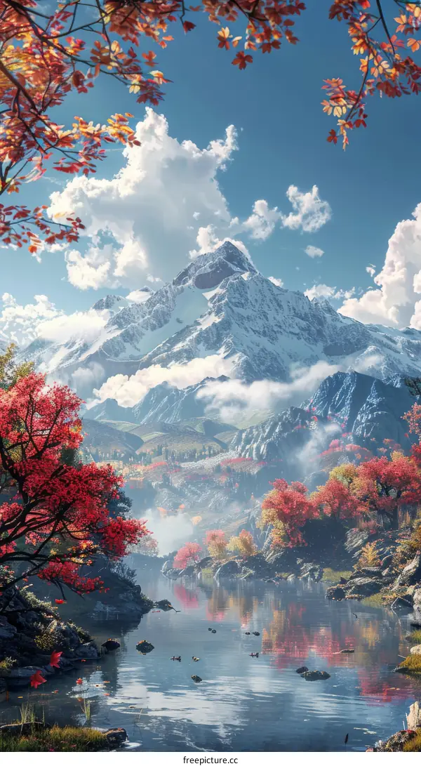 Mountains, Rivers and Lakes in Autumn