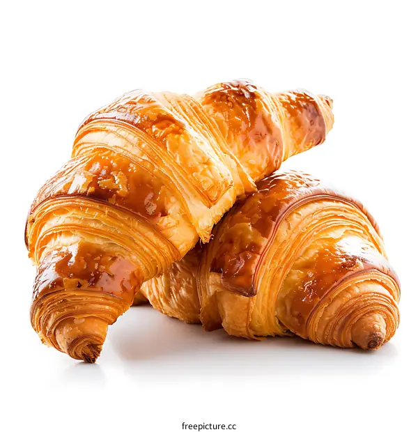 Three Delicious Croissants On White Background