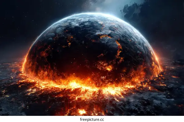 Planet Earth in Catastrophe Illustration
