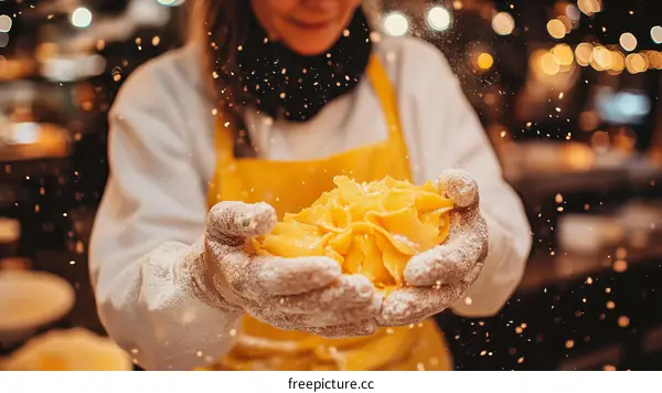Chef Preparing Fresh Pasta with Flour