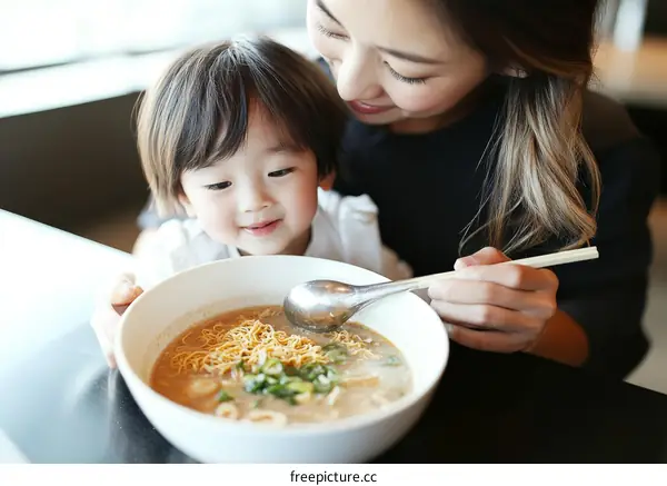Mom and Child Enjoying a Delicious Meal
