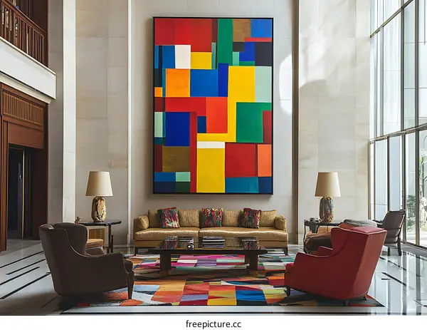 Modern Abstract Art Painting in a Luxurious Interior