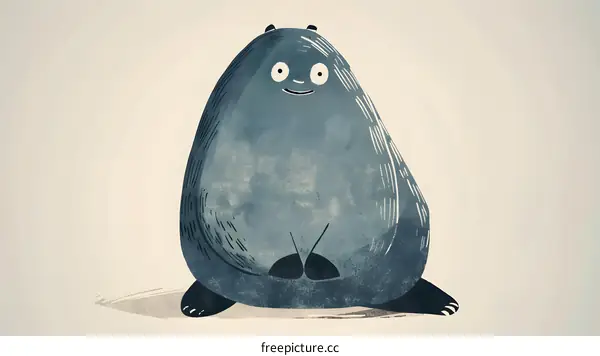 Cute Blue Cartoon Monster Illustration