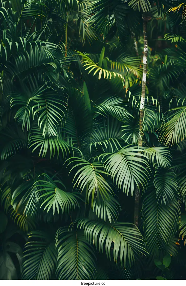 Green Lush Tropical Palm Leaves Background