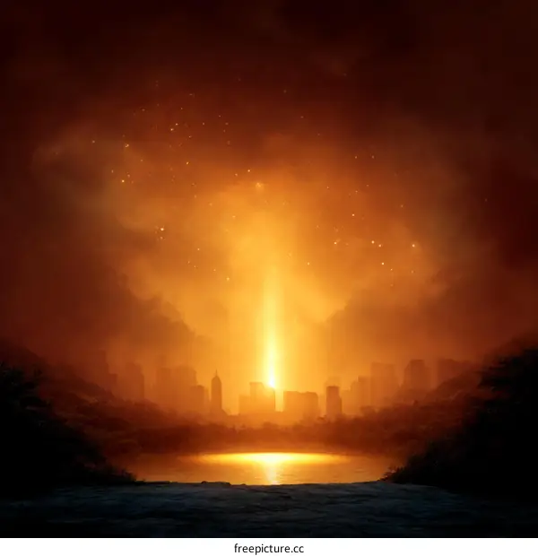 Fiery Apocalypse Above the Cityscape