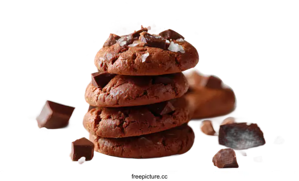 [Transparent Background PNG]Chocolate Chip Cookies Stacked Close Up