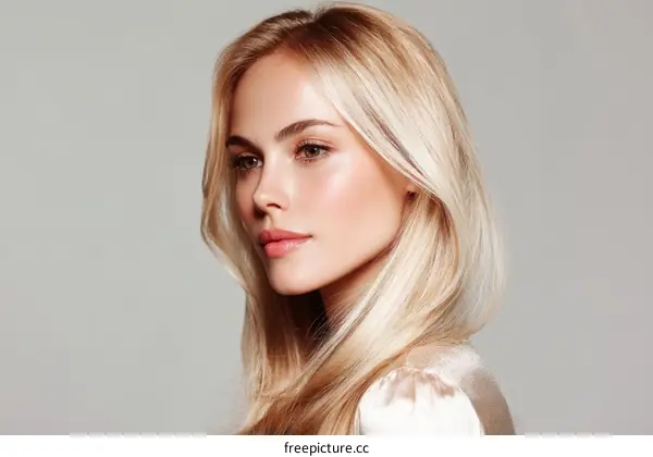 Beautiful Blonde Woman with Healthy Skin and Hair