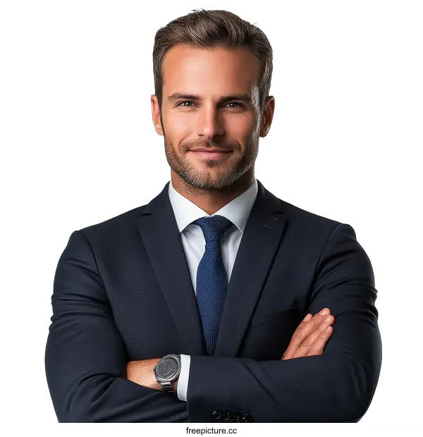 [Transparent Background PNG]Confident Businessman Portrait Studio Shot
