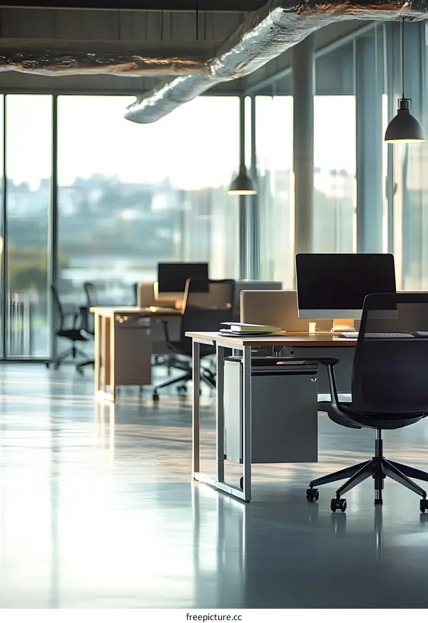 Modern Office Workspace with Desk and Chair