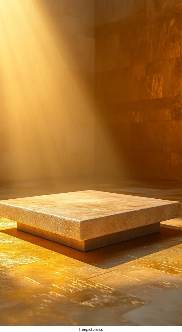 Empty Stone Platform Showcase with Sunlight