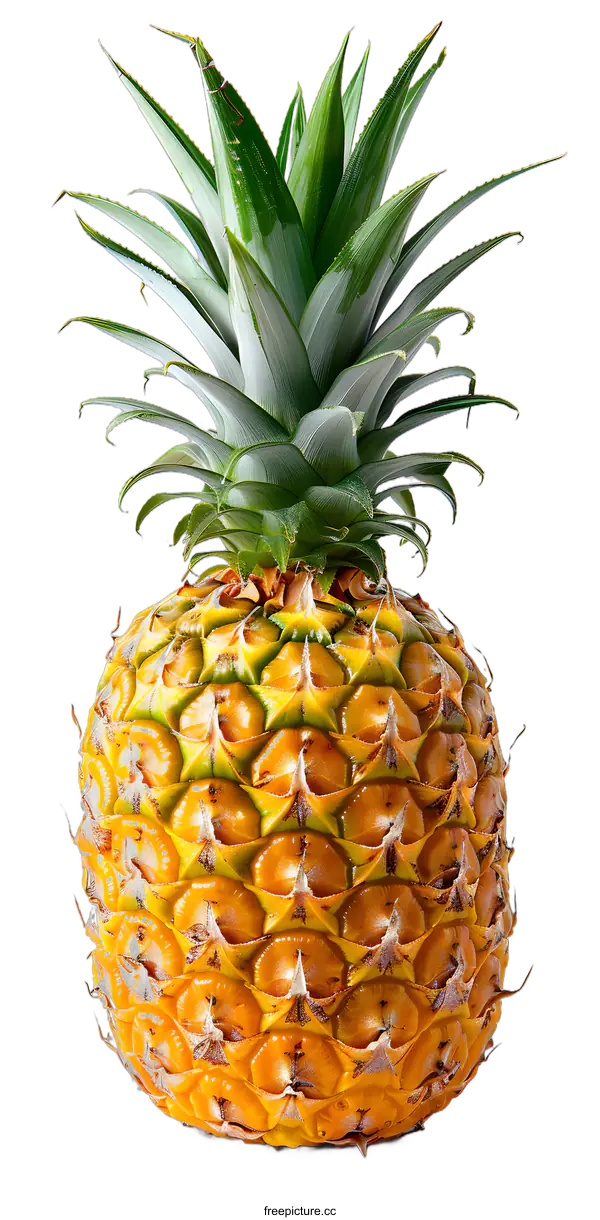 [Transparent Background PNG]Fresh Ripe Whole Pineapple Isolated On White Background