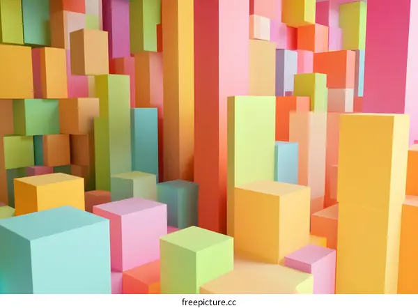 Abstract Colorful 3D Geometric Shapes Background