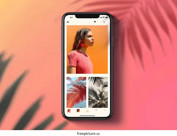 Smartphone Mockup with Palm Tree Images