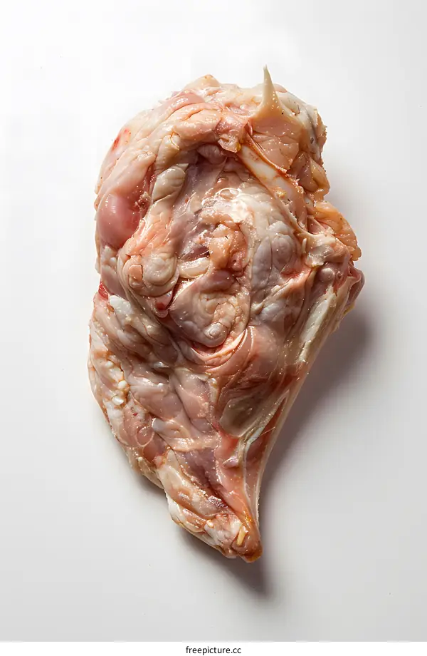 Raw Chicken Carcass on White Background