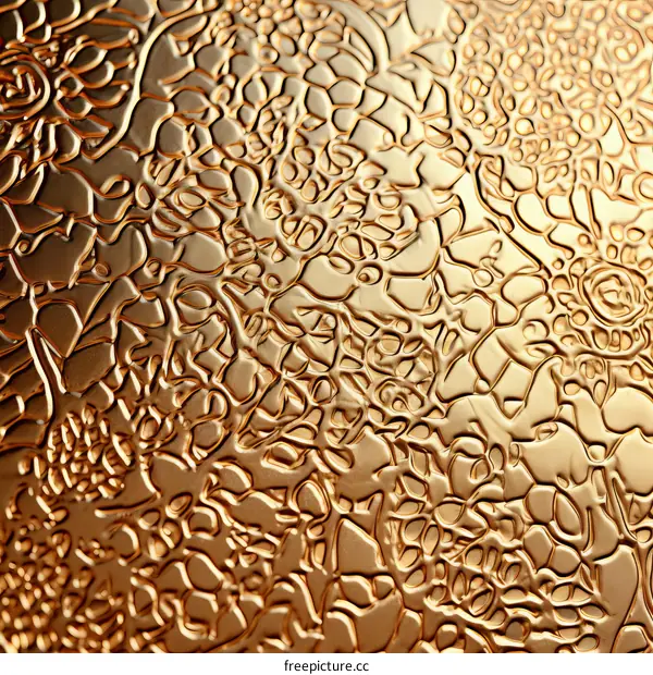 Golden surface with an abstract floral pattern