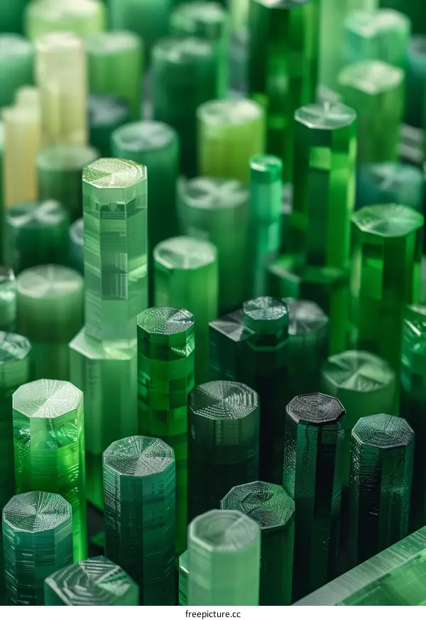 Green hexagonal crystals