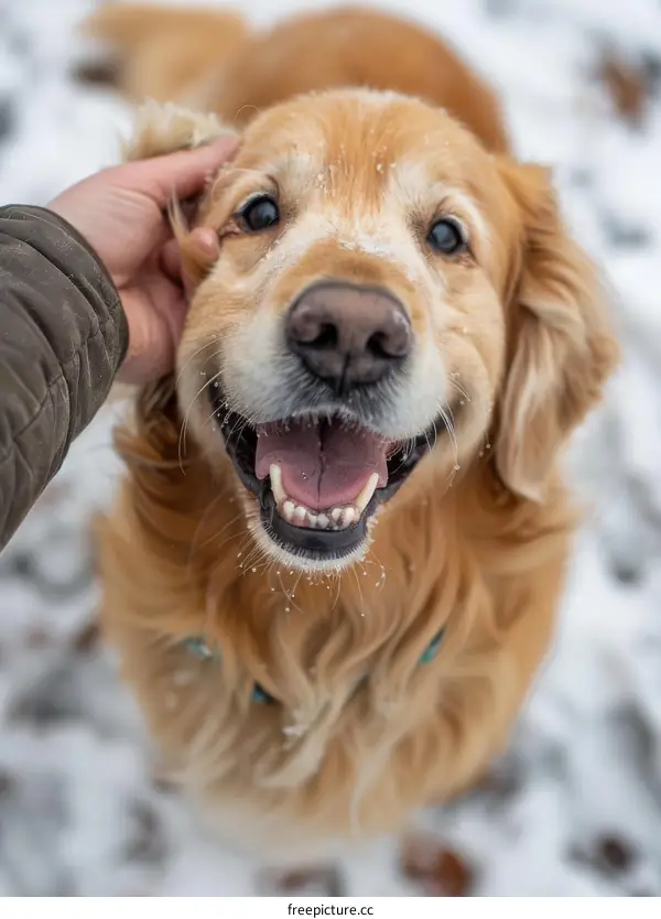 Golden Retriever's Playtime in the Snow
