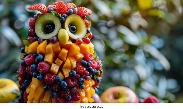Adorable owl made of fruits