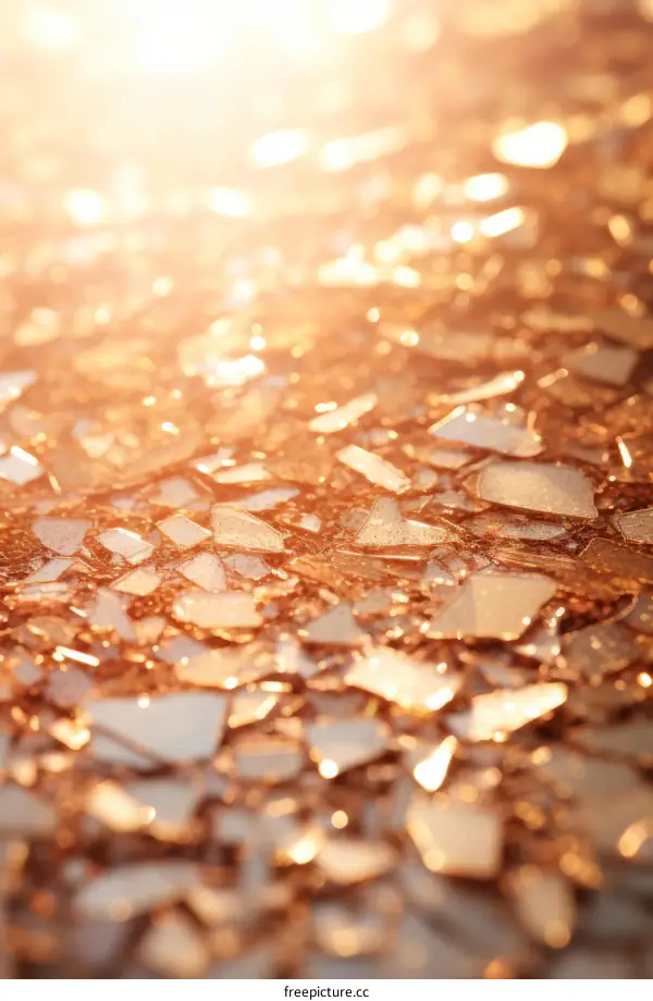 Sunlight shining on broken glass
