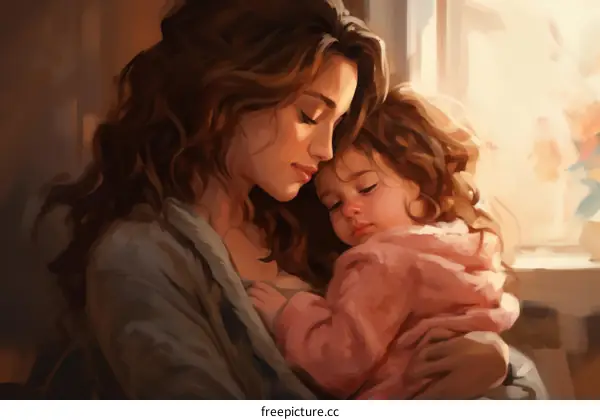 An illustration of a mother and her child