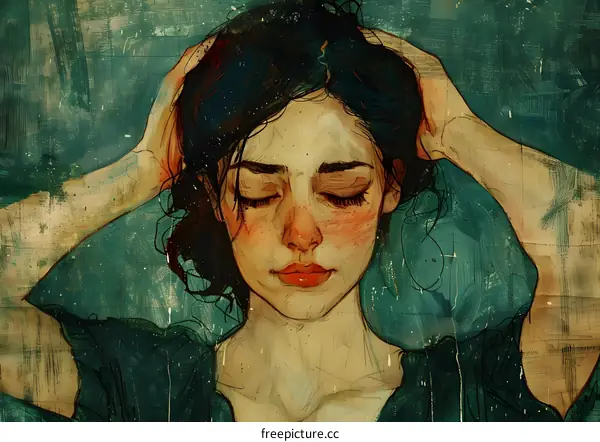 Woman with Eyes Closed in Art Portrait