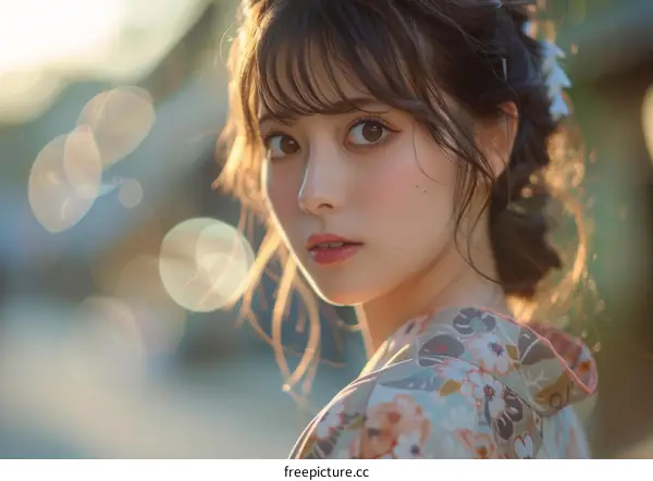 Asian Woman in Traditional Dress Portrait