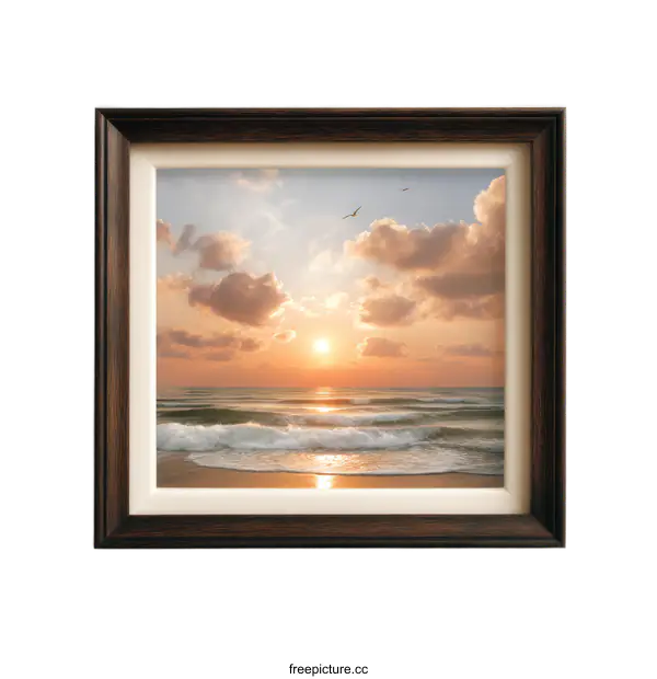 [Transparent Background PNG]Sunrise Over the Ocean Seascape Painting
