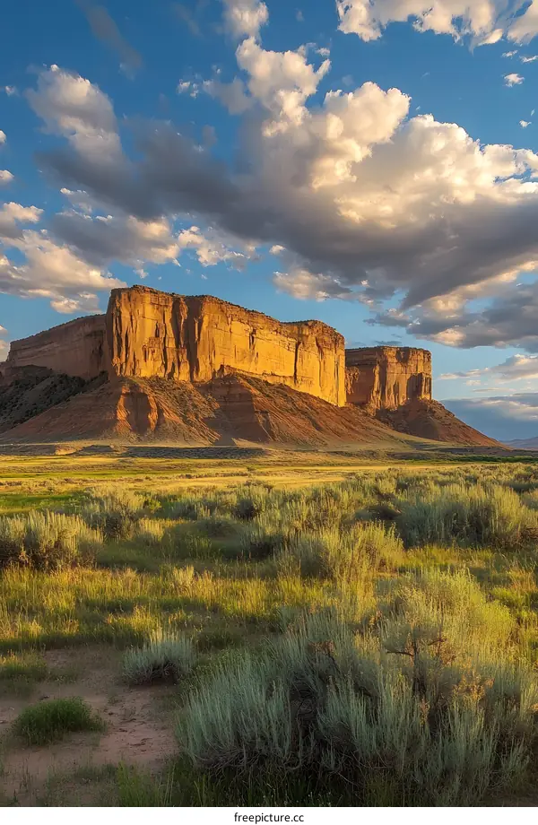 Dramatic Cliff Face Under Cloudy Sky in Landscape Photo