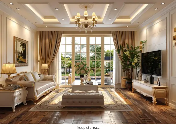 Luxury Living Room Interior Design Illustration