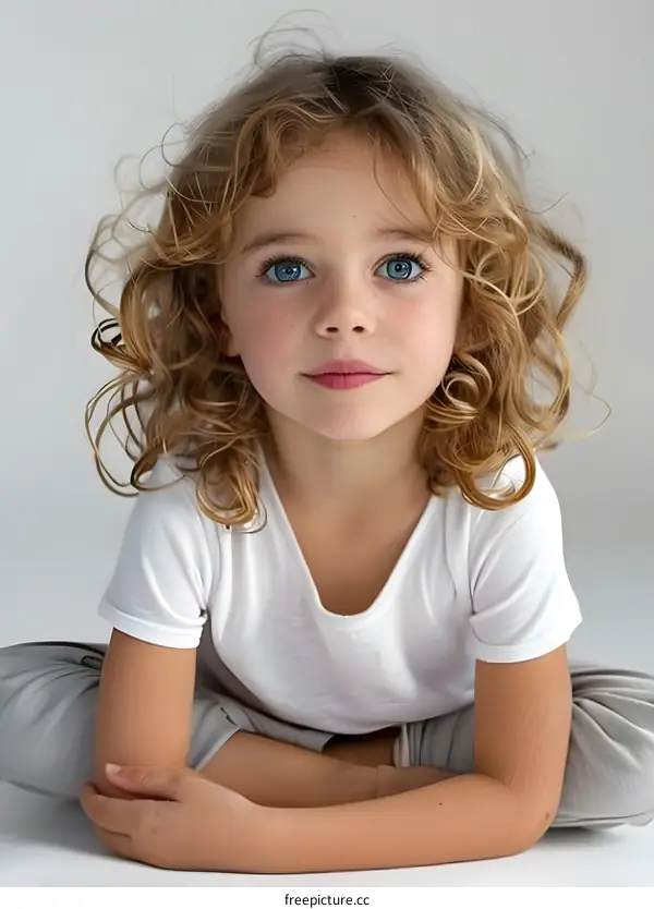 Young Girl with Blonde Curly Hair