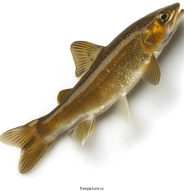 A close-up image of a brown trout fish