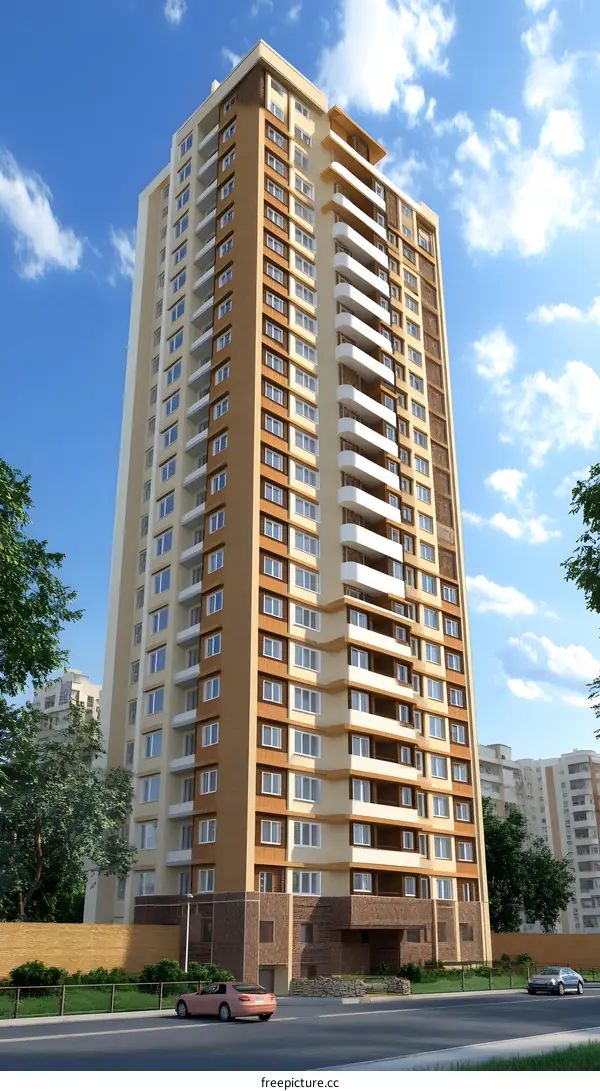 Modern Apartment Building Exterior Design Illustration