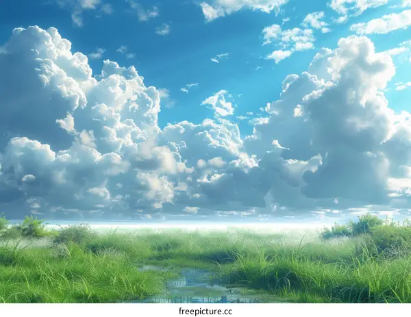 Vast Sky and Lush Meadow Scenery