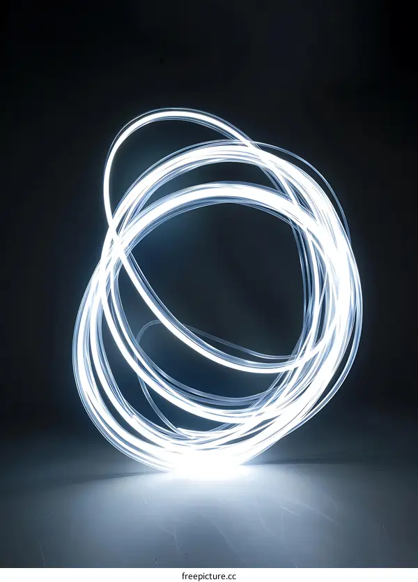 Abstract Light Trails In Dark Room
