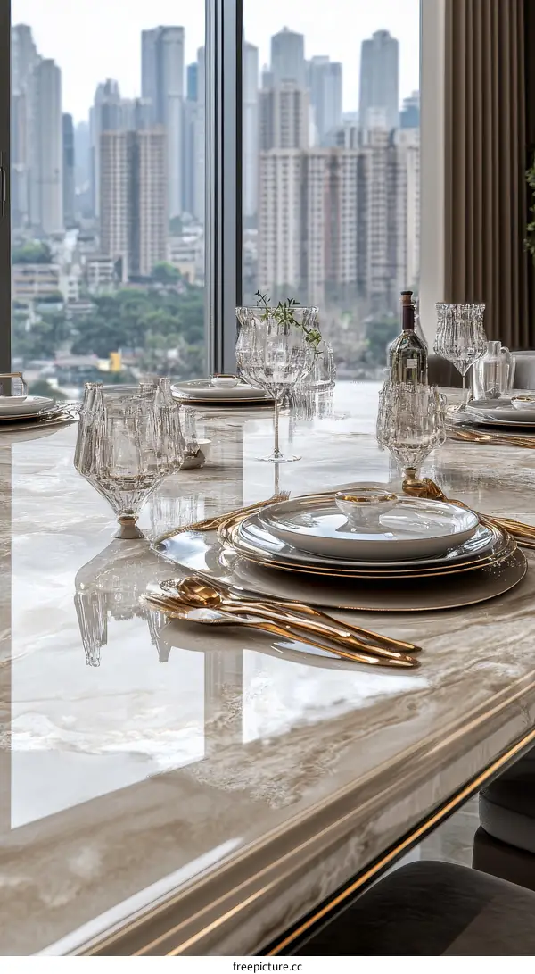 Luxury Dining Table with City View