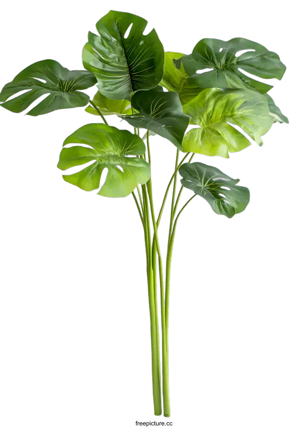[Transparent Background PNG]Green Monstera Plant Against White Background