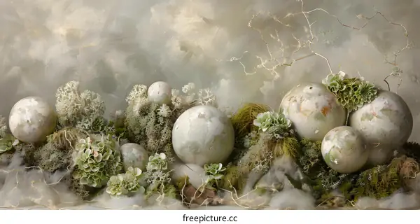 Green Globe Decorated with Moss and Plants