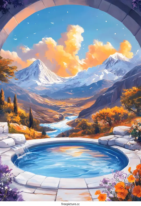 Mountain View From Stone Archway