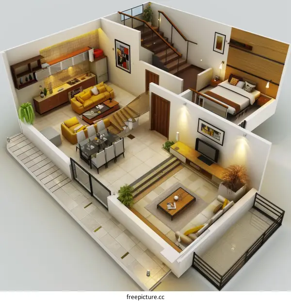 Modern House Floor Plan Design Illustration