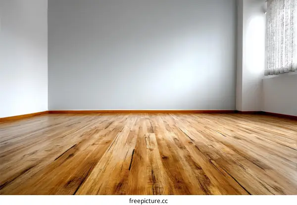 Empty Room with Wooden Flooring and Grey Walls