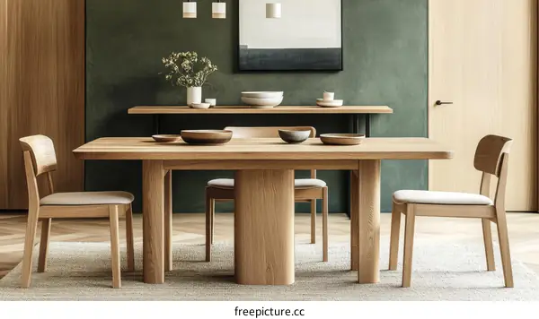 Modern Wooden Dining Table and Chairs Set