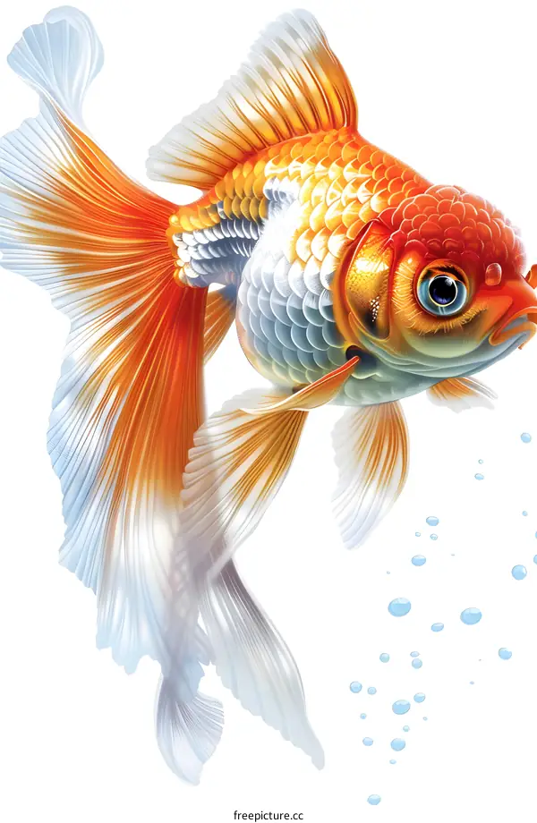 A beautiful goldfish with big eyes and long fins