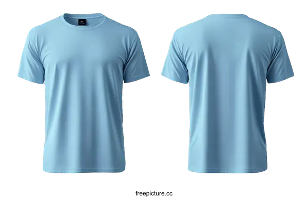 [Transparent Background PNG]Light Blue T-Shirt Mockup Front and Back View