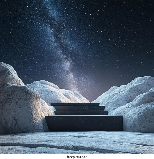 Night Sky Milky Way Steps Background